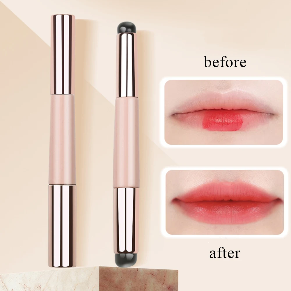2 Side Silicone Lip Brush With Dust Proof Cover Dual Use Concealer Brush Lip Mak