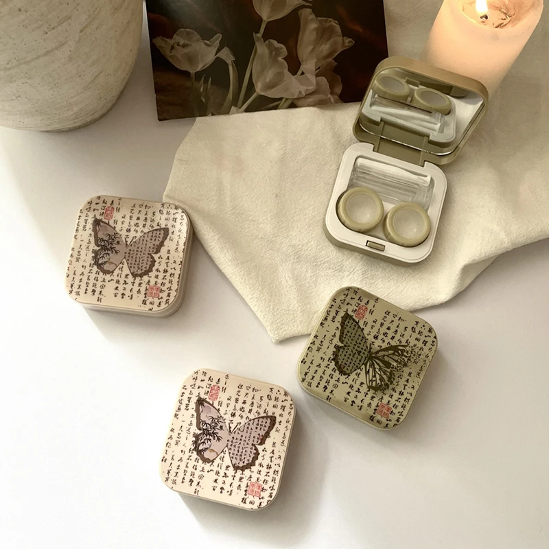 Lovely Butterfly Pattern Contact Lens Case Portable Mini Beauty Pupil Contact Le