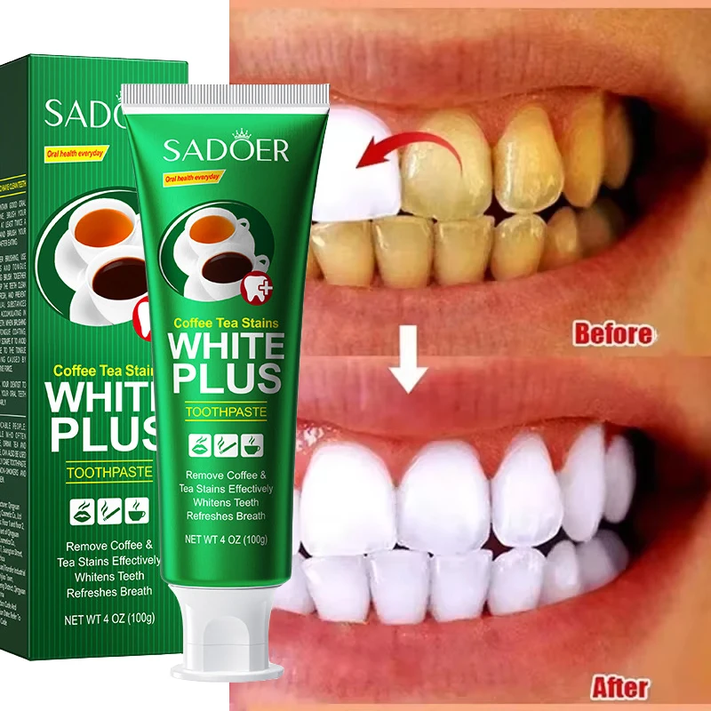 Teeth Whiten Toothpaste Fast Remove Plaque Smoke Coffee Tea Stains Clean Oral Hy