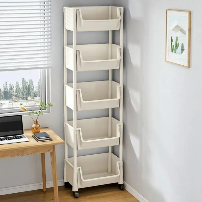 Trolley Bookshelf Kitchen Storage Rack Kitchen Corner Narrow Slit Storage Cabine