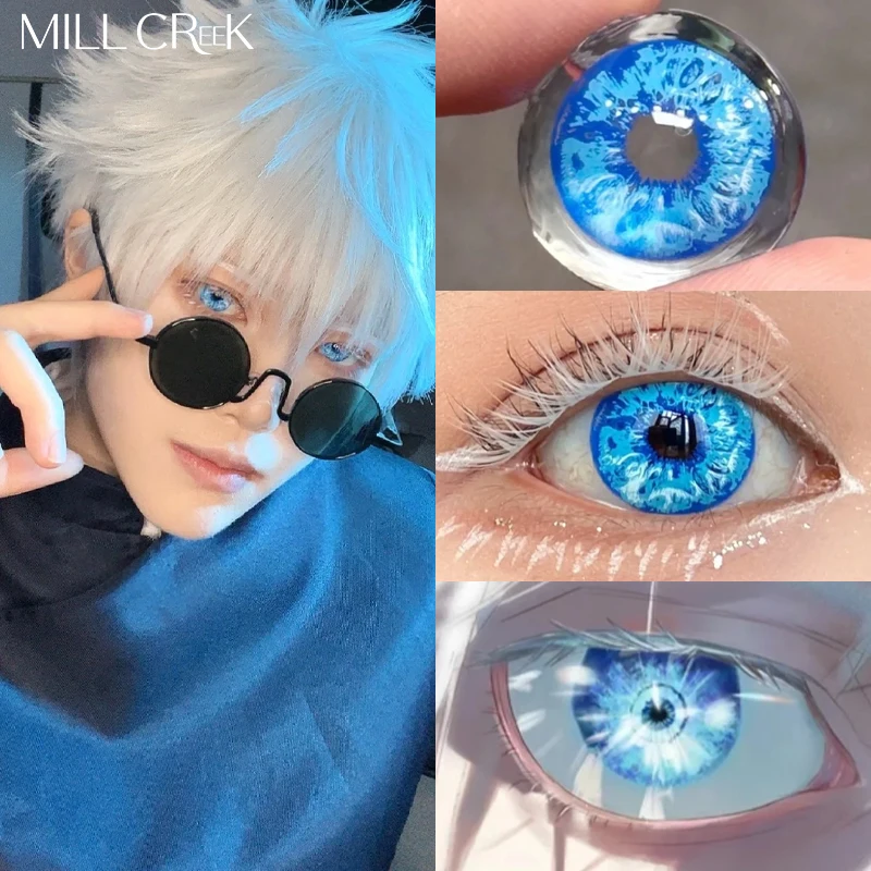 MILL CREEK Halloween Contact Lenses 1Pair Blue Lenses Cosplay Colored Contacts G