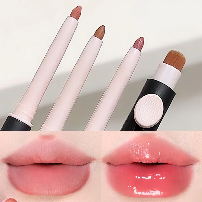 Waterproof Matte Lipliner Pencil with Brush Sexy Nude Brown Contour Tint Lipstic
