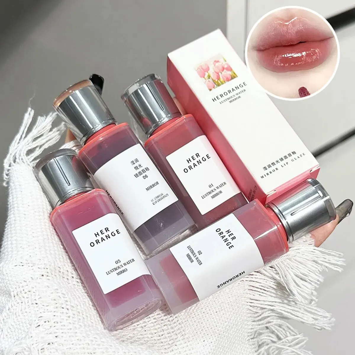 HERORANGEYingrun YueguangLip Gloss Non-stick Cup Lipstick Long-lasting Waterproo