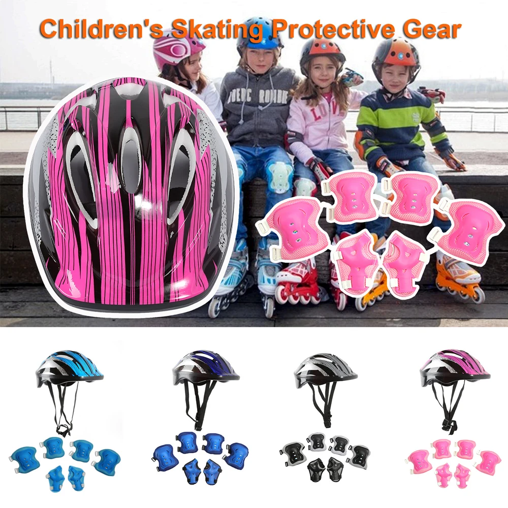 7Pcs/Set Kids Knee Pads and Elbow Pads Guards Protective Gear Set Safety Gear fo