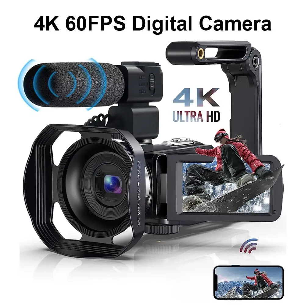 4K Digital Camera for Photography 48MP Compact Vlogging Camera 3 inch Rotatable 
