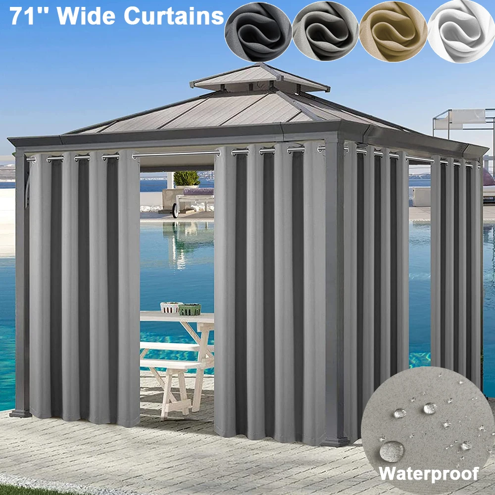 180cm Wide Large Waterproof Outdoor Curtains Blackout Thermal Insulated Garden D