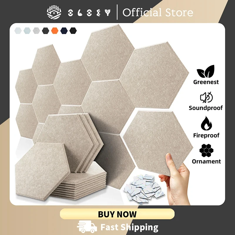 Hexagon 12 Pcs Sound Absorbing Panels Acoustic Wall Absorcion For Home Recording
