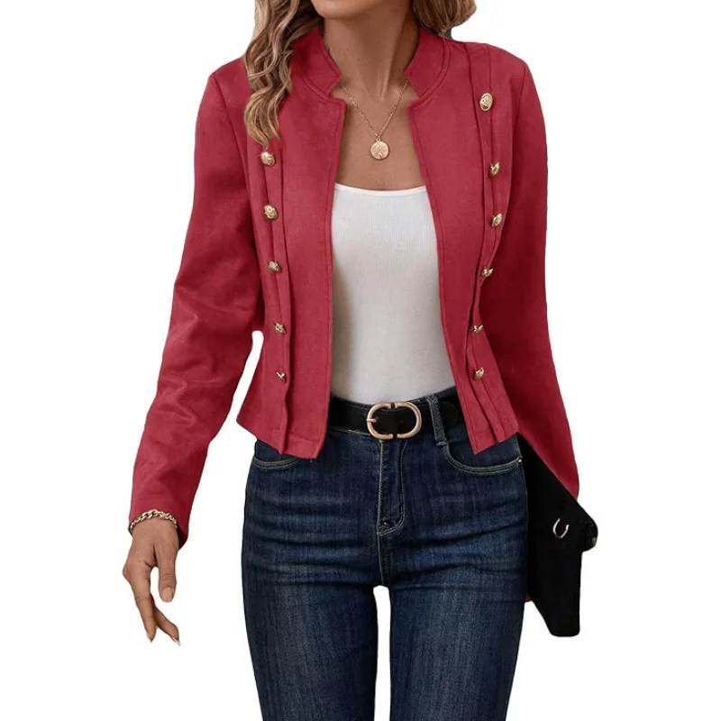 Women's Jacket Office Ladies Outerwears Open Stitch Jacket Round Neck Long Sleev