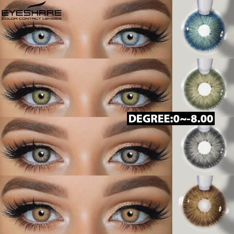 EYESHARE 1Pair Myopia Lenses Color Contact Lenses for Eyes With Diopters Prescri