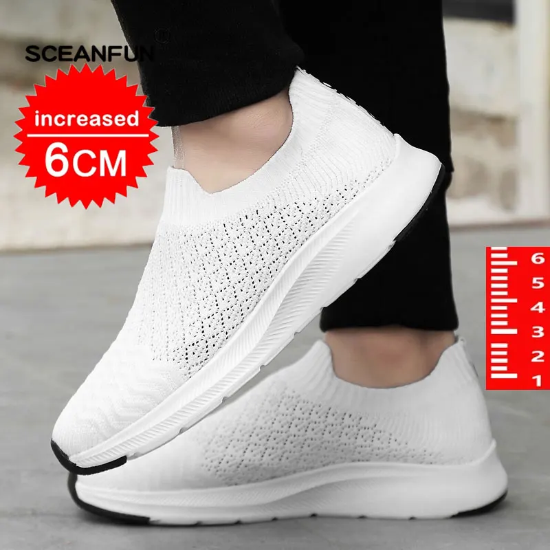 Increase Shoes Thick Soles Lift 6cm Black White Sneakers For Men Casual Shoes Me