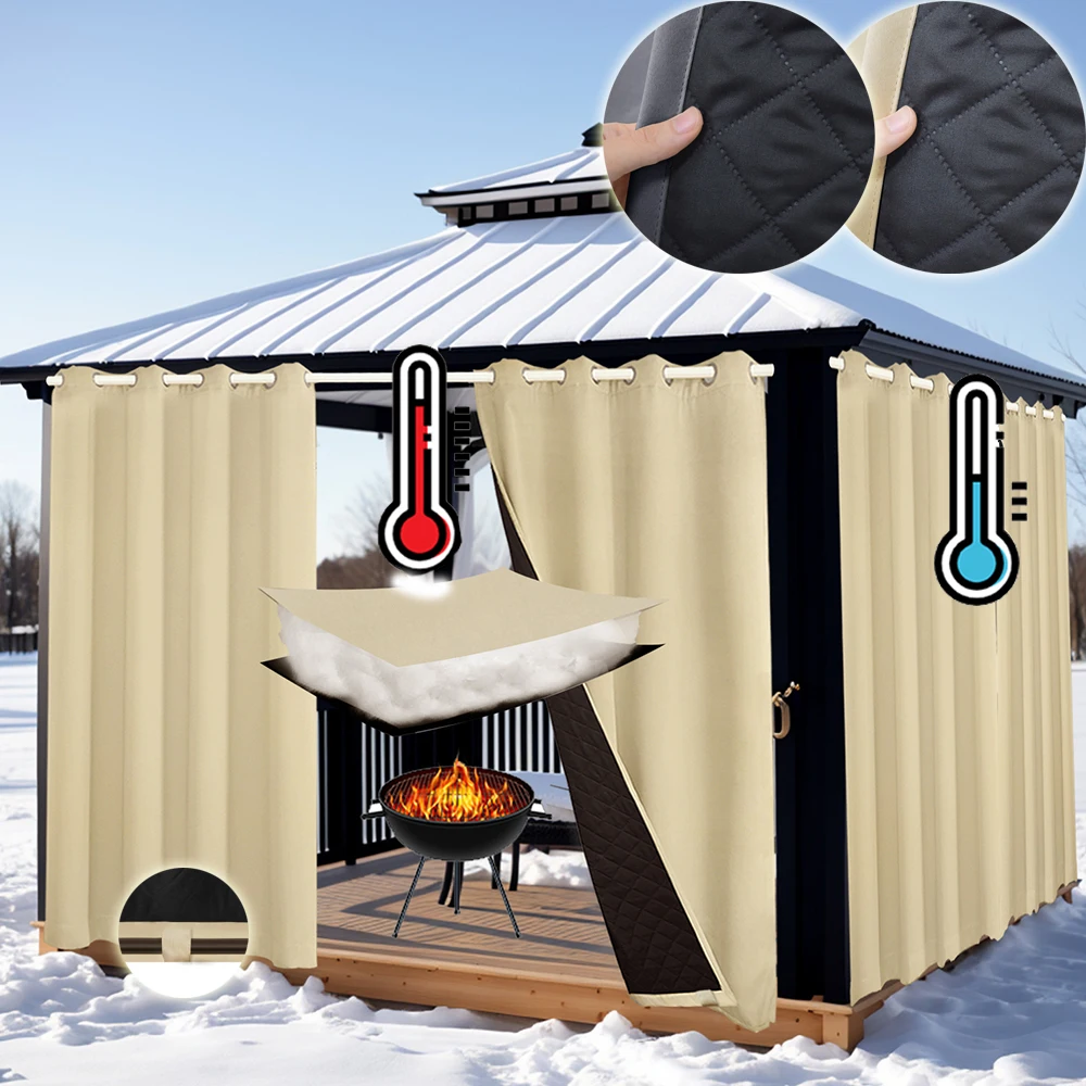 Thick Blackout Curtains Drapes Thermal Patio Waterproof Outdoor Curtains Windpro