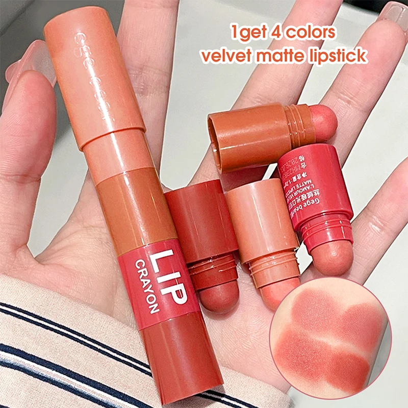 4-Color Matte Velvet Mist Lipstick,1Pc Waterproof Non-Stick Cup Long-Lasting Wea