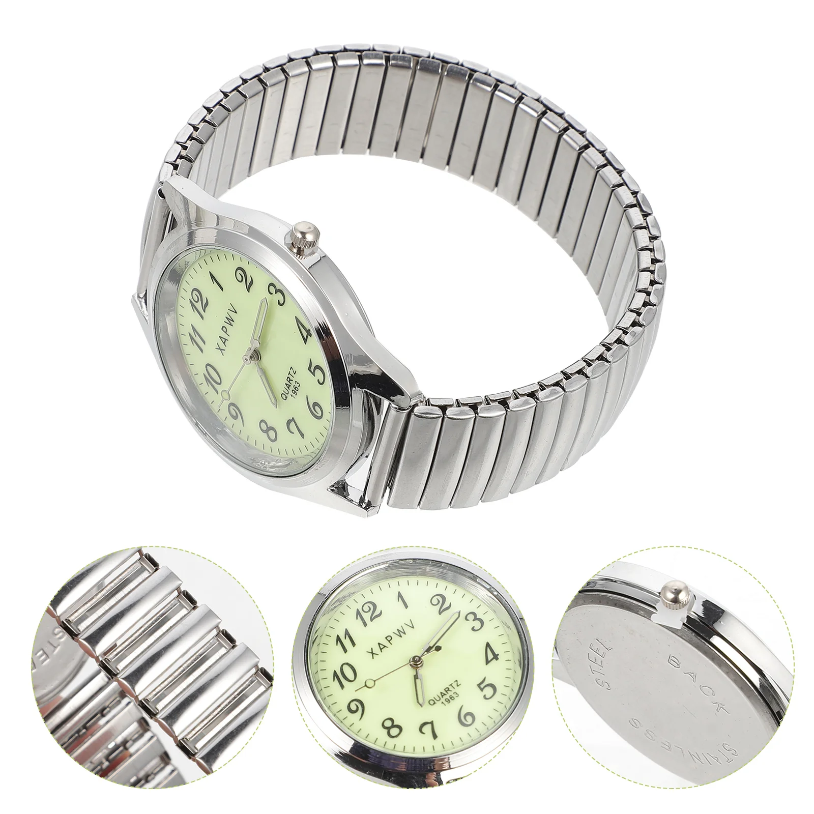 Couples Gifts Wrist Watch Big Number Dial Stretch Band Watch Easy Read Elastic S