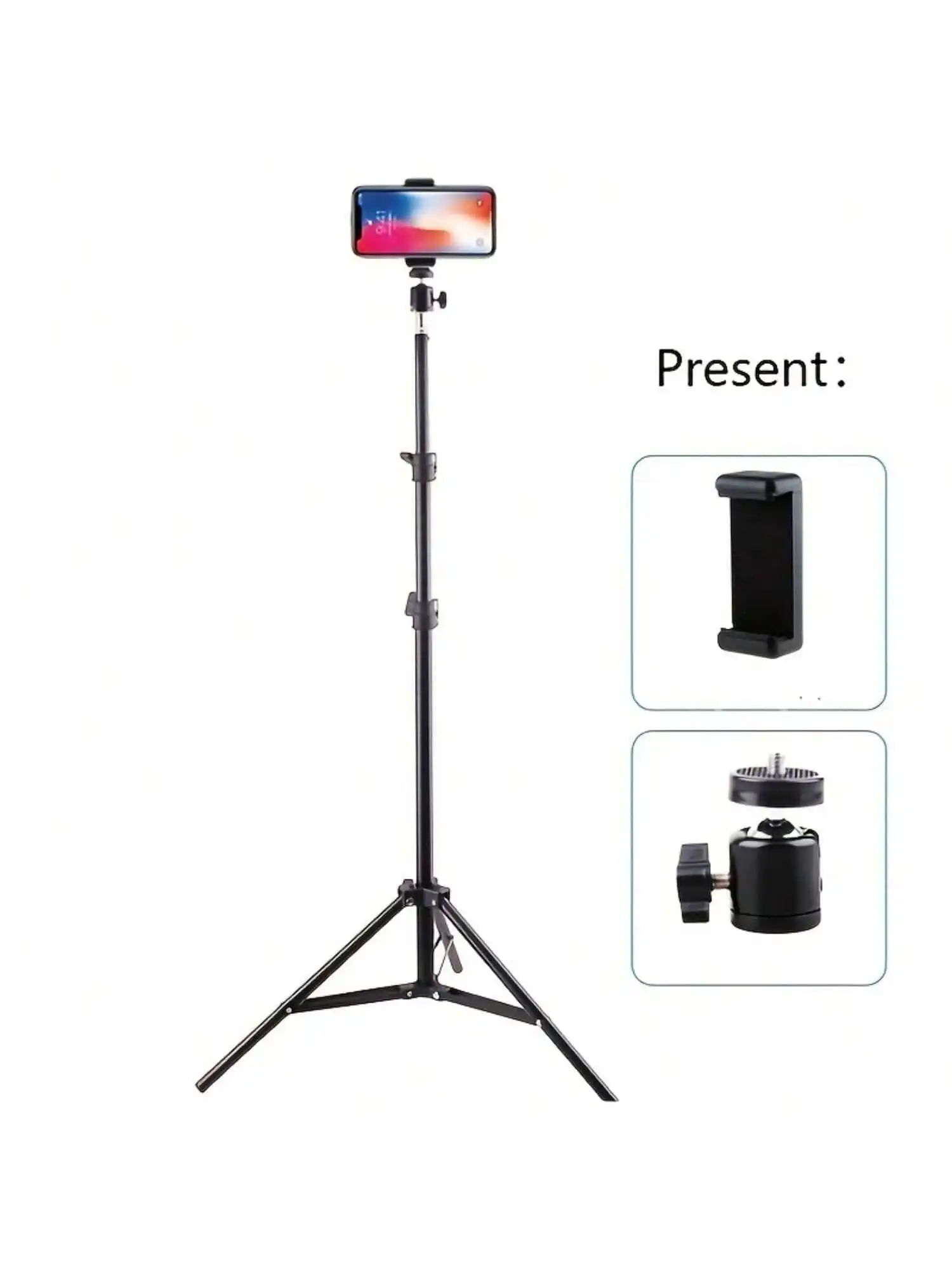 1pc 63-inch With Foldable Tripod & Phone Holder clip 160.02 Cm Multifunctional T