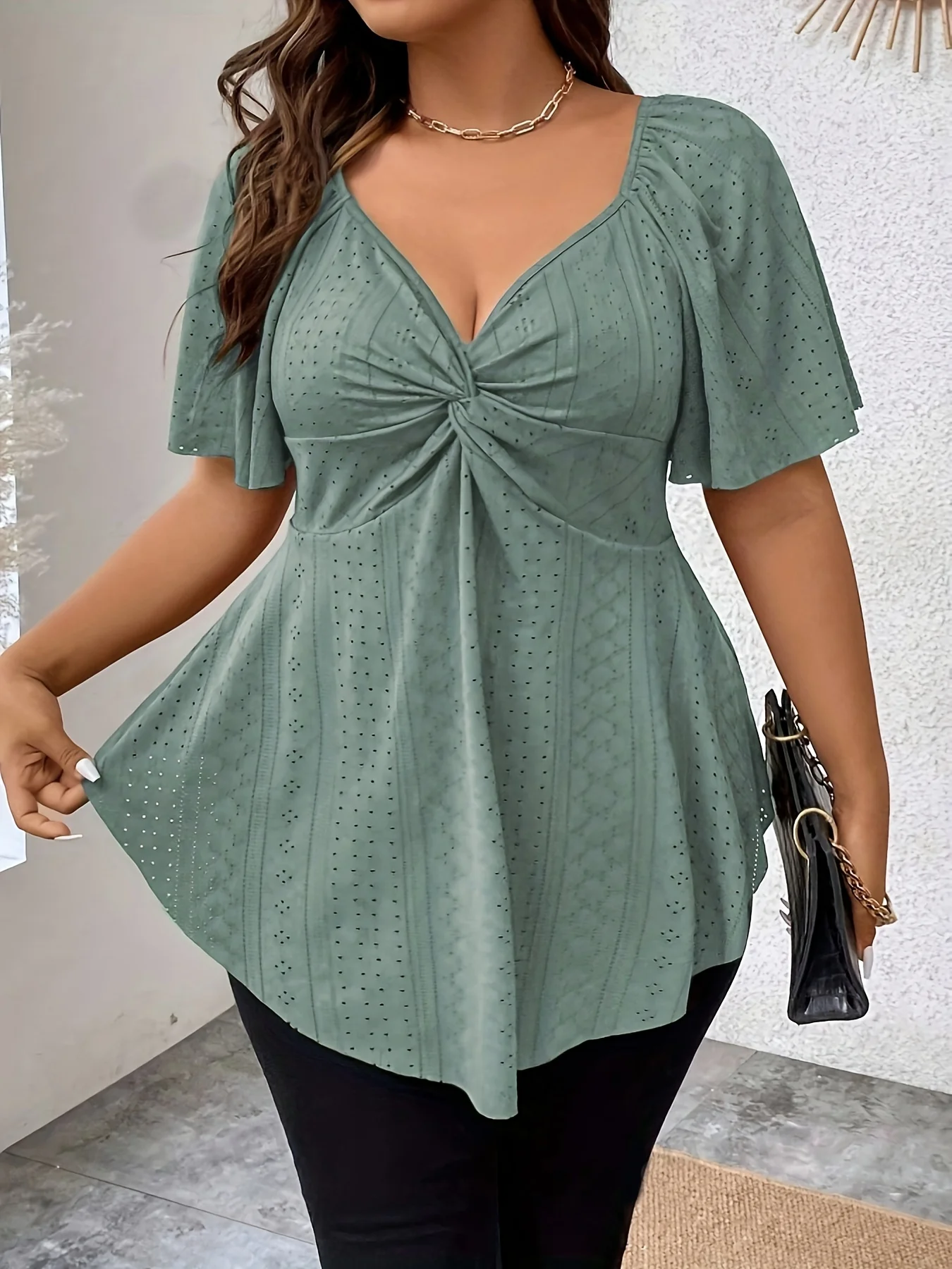 Plus Size Elegant Summer T Shirt for Women Casual Office Lady Solid Curve Clothi