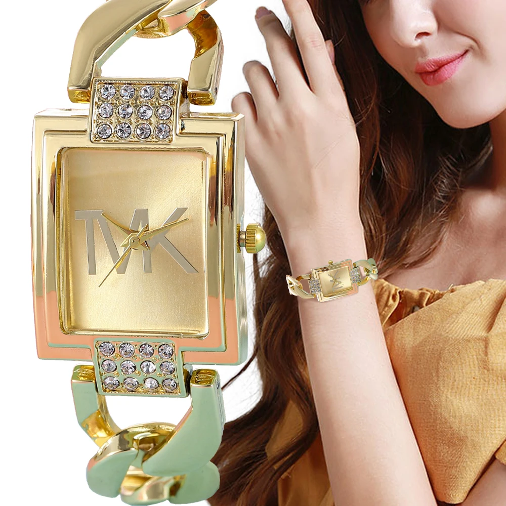 Luxury Brand Women's Watch Fashion Elegant Style Metal Strap Square Trendy Quart