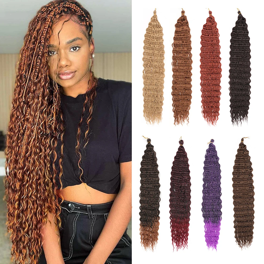 Long Deep Wave Curly Synthetic Braiding Hair Ocean Wave 22 inch Crochet Hair Sof