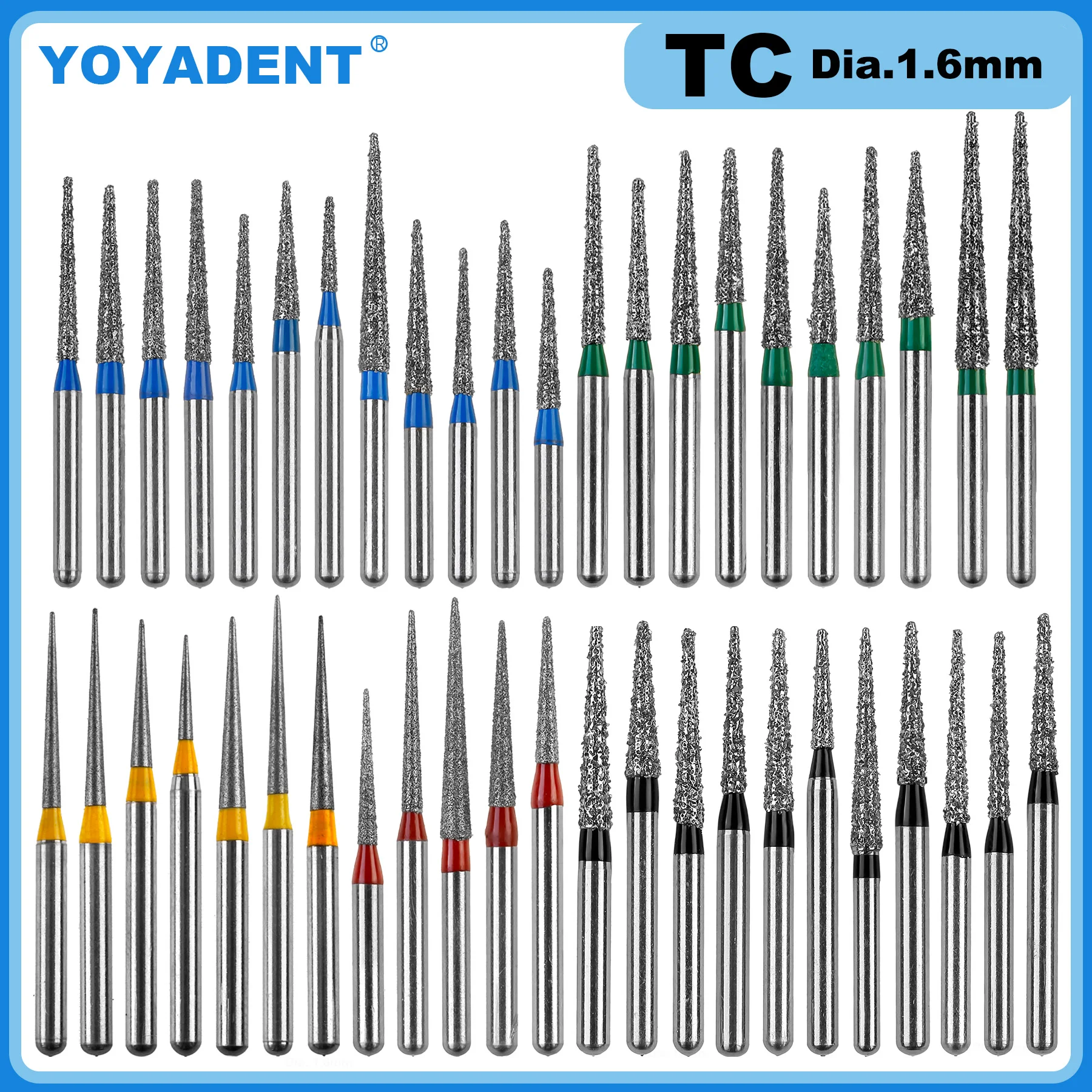 10pcs/Pack Dental Burs Drills Dental Diamond Burs for High Speed Handpiece Denta