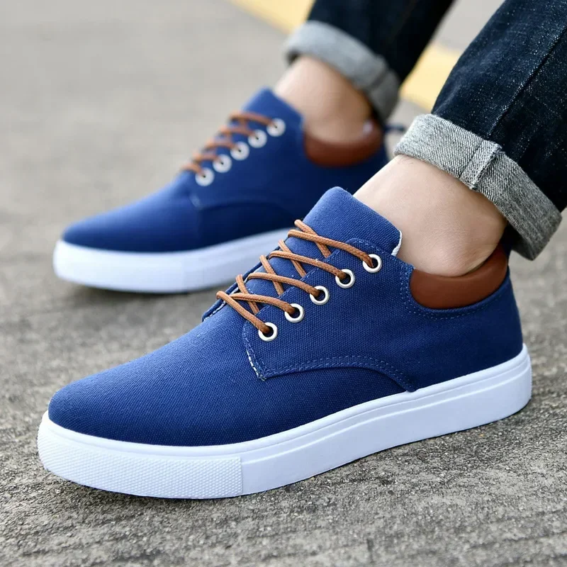Men Shoes Canvas Sneakers Flats Lace up Leisure Loafers Fashion Comfort Rubber S