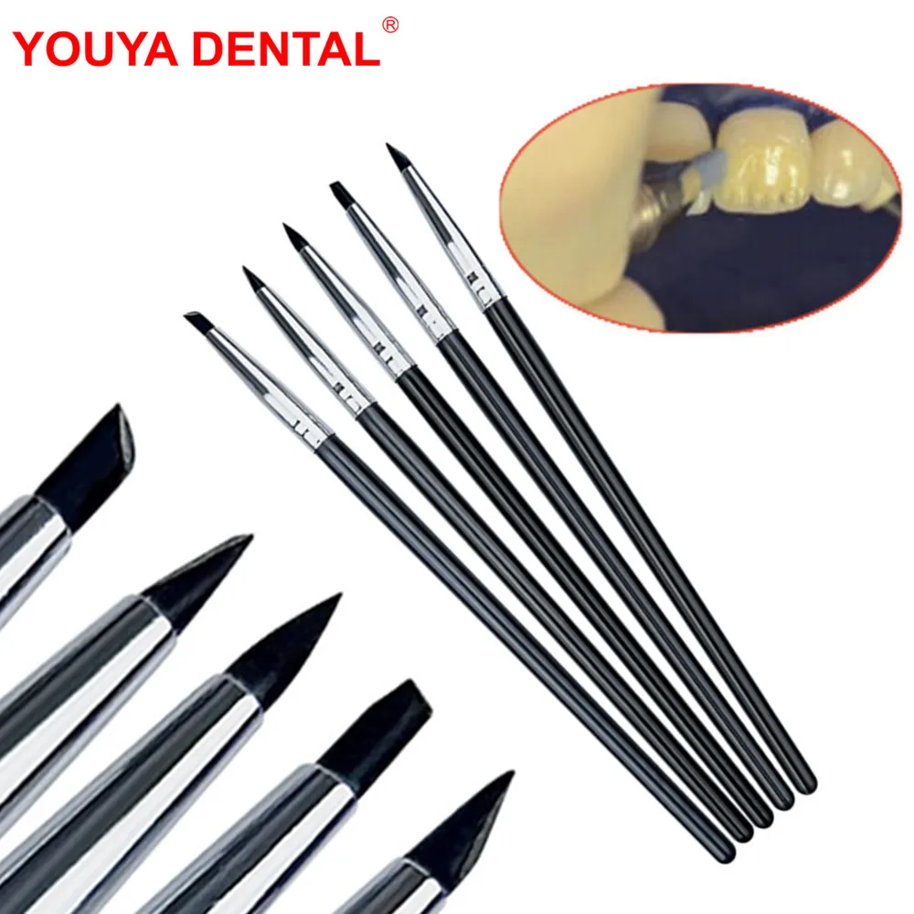 5pcs Dental Shaping Silicone Tooth Tool Dental Resin Brush Pens For Adhesive Com
