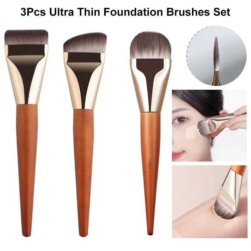 3/2/1pcs Ultra Thin Foundation Brush Soft Hair Thin Face Contour Brush Flat Cont