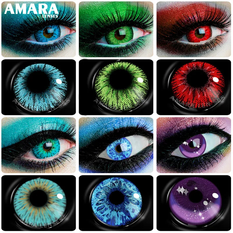 AMARA 2pcsCosplay Anime Eyes Lenses for Eyes AYY Series Makeup Sharingan Beauty 