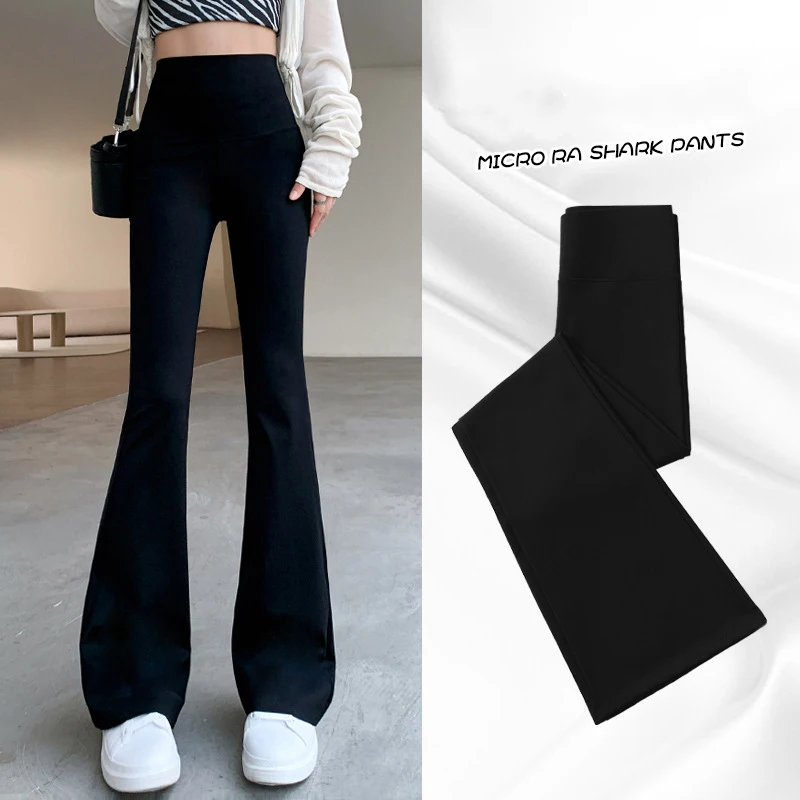 Women Flare Pants Slim High Waist Solid Sexy Shark Flare Pants Fashion Casual St