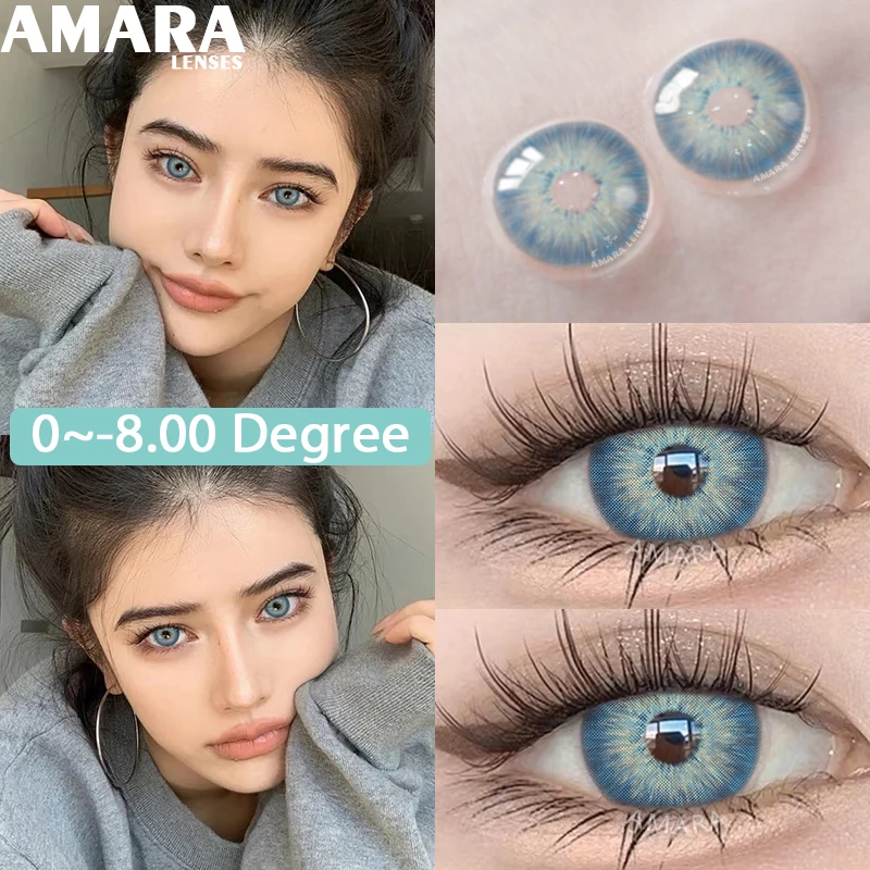 AMARA 1Pair Myopia Lenses Color Contact Lenses for Eyes Lenses With Diopters Pre