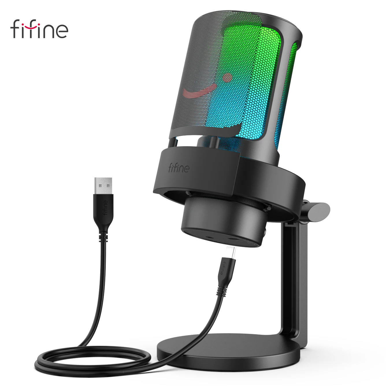 FIFINE USB Microphone for Recording and Streaming on PC and Mac,Headphone Output