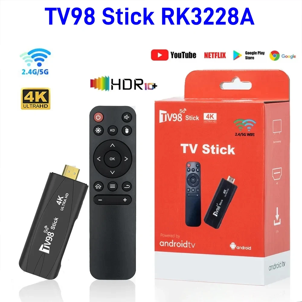 TV98 TV Stick AndroidTV98 TV Stick 2.4G 5G Dual Wifi Smart TV Box Media Player T