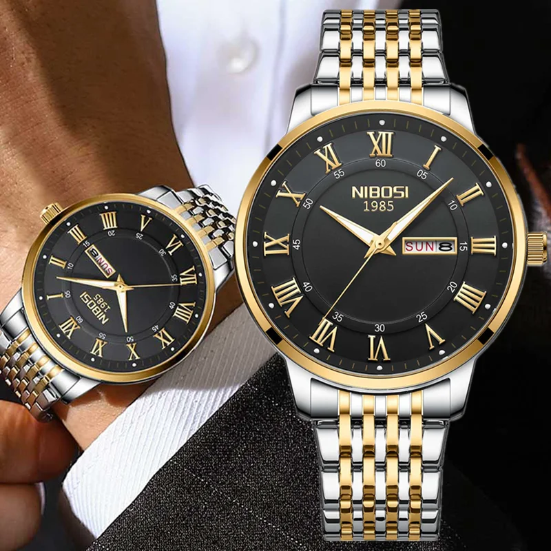 NIBOSI 2024 Mens Watches Top Brand Luxury Business Men Watch Waterproof Male Clo