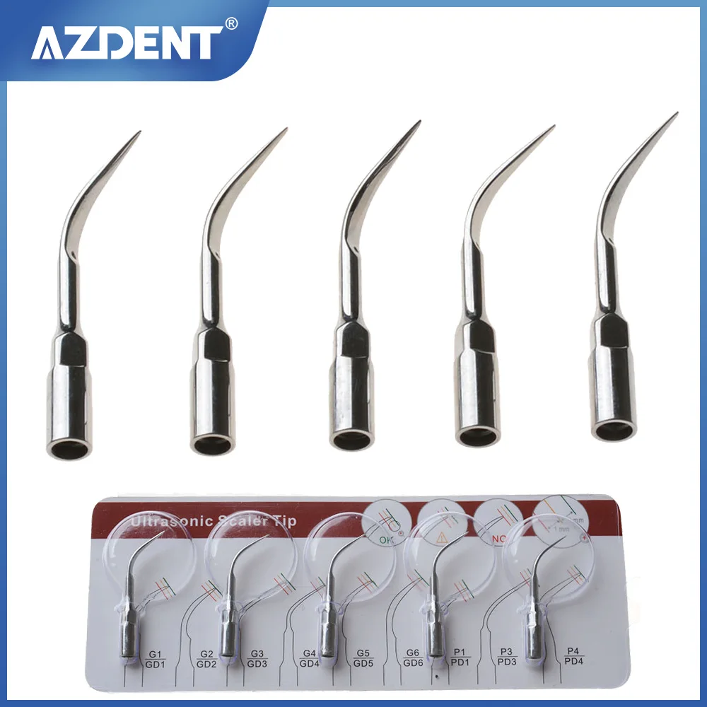 AZDENT 5pcs Dental Scaler Tip Fit for EMS/WOODPECKER/SATELEC/DTE/NSK Ultrasonic 