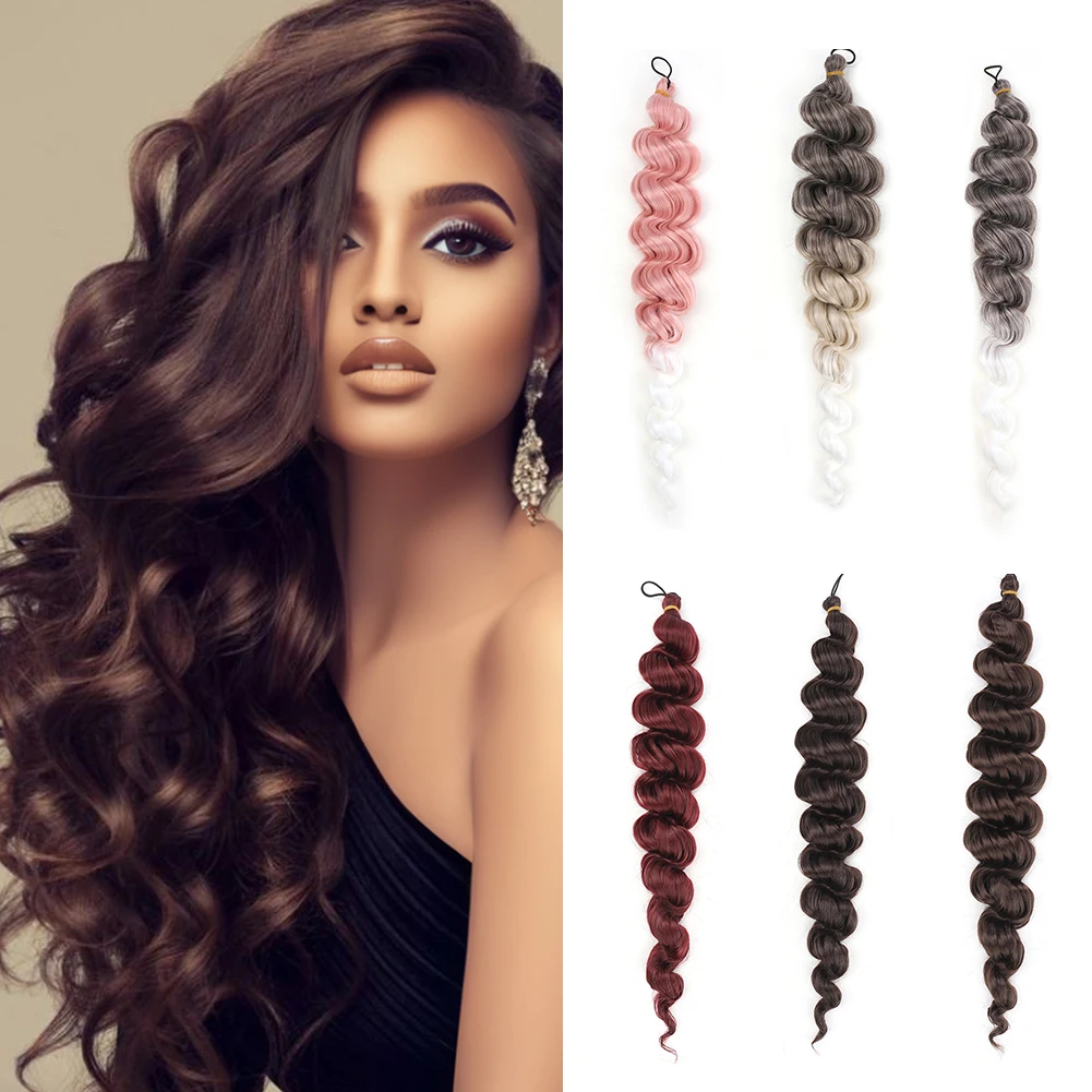 Loose Deep Wave Synthetic Crochet Hair With 22Inch Long Wavy Natural Hair Free P
