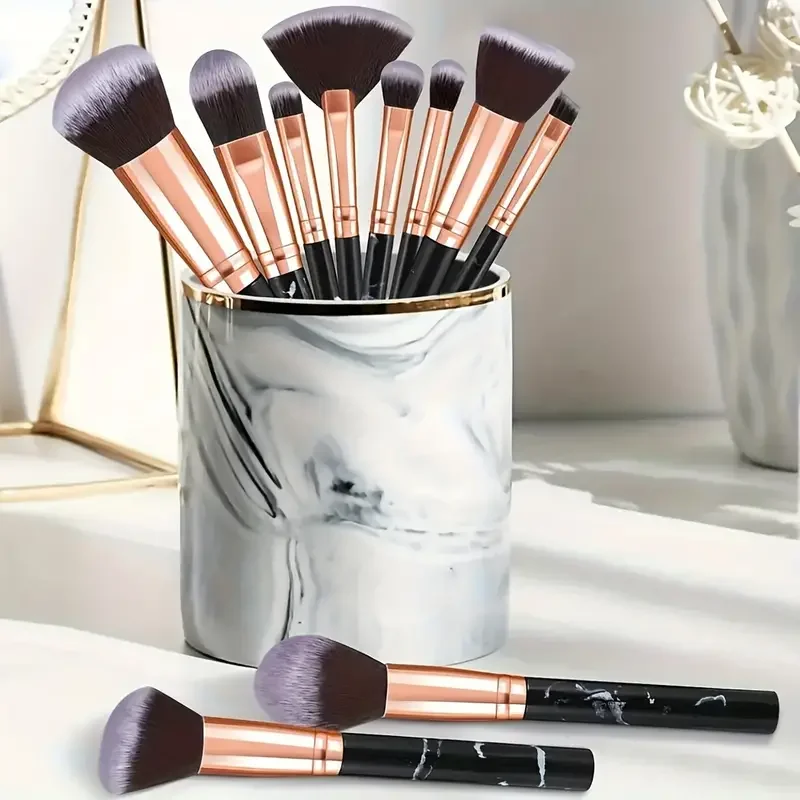 New 10pcs Makeup Brushes Set Foundation Blush Powder Eyeshadow Kabuki Blending C