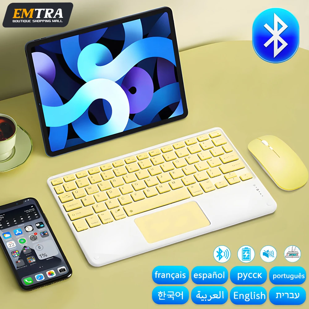 Wireless Backlit Bluetooth Keyboard with Touchpad, Rechargeable Tablet Keyboard