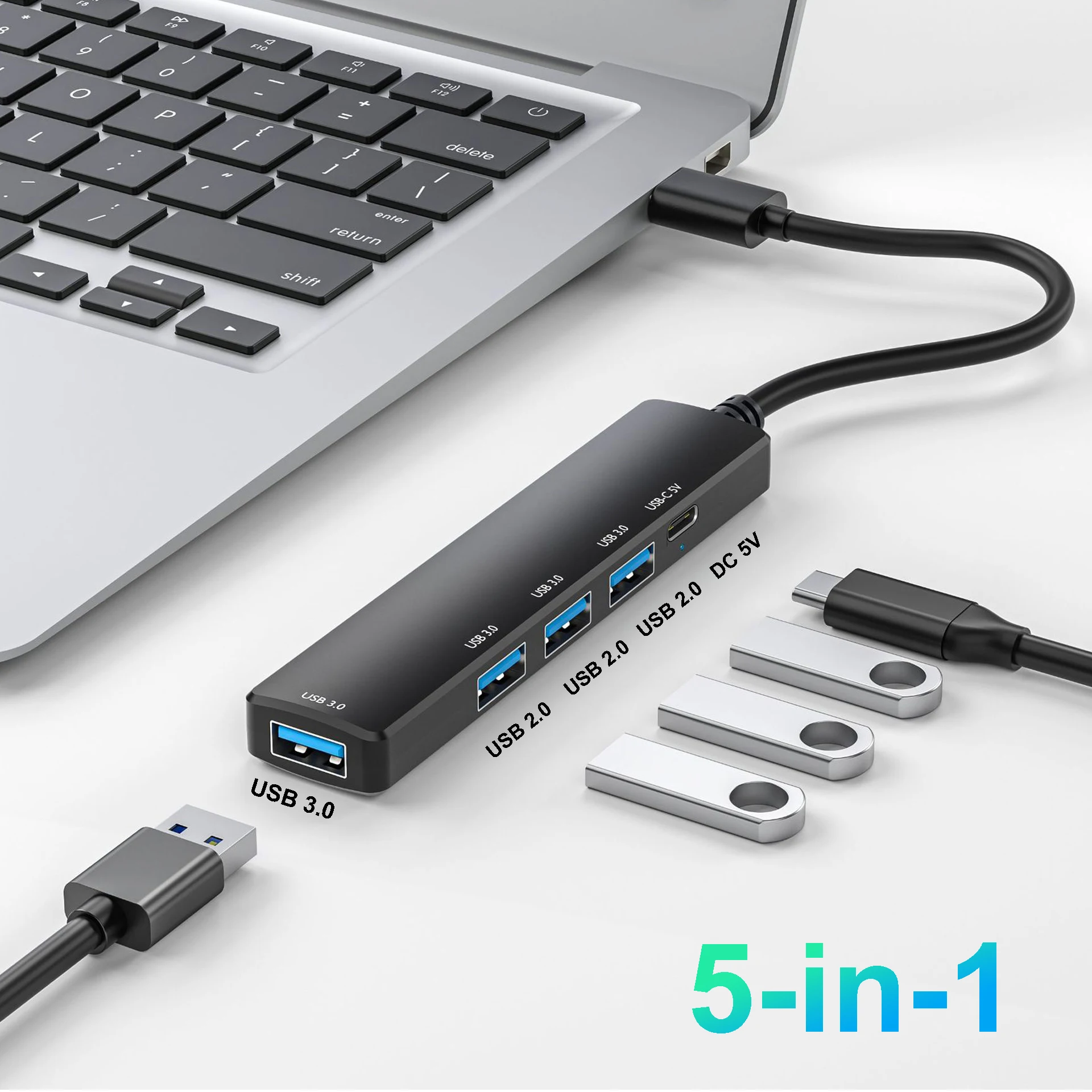 5 Port USB 3.0 Hub USB Hub type c Splitter 5Gbps High Speed USB 3.1 OTG Adapter 