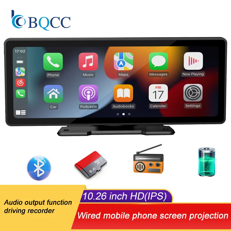 10.26 Inch Portable Wireless Carplay Screen HD Rear Reversing Camera Car Radio D