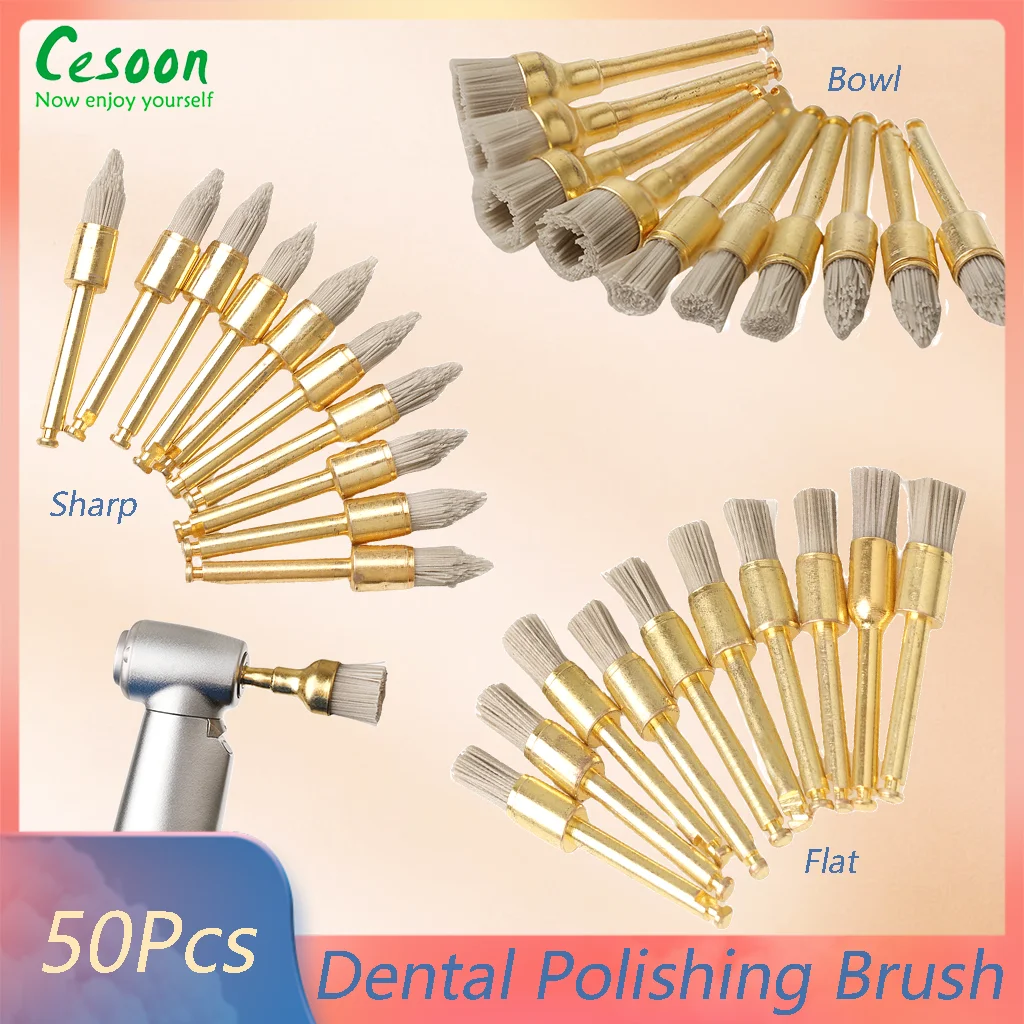 50Pcs/ Box Dental Polishing Brush Aluminium Oxide Polisher Prophy Brushes Latch 