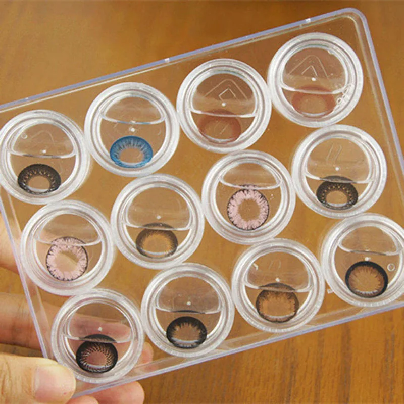 12 grids Contact Lens Box Holder Portable Small Lovely Clear Eyewear Bag Contain