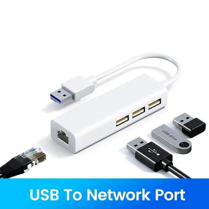 USB C HUB 100Mbps 3 Ports USB 2.0 Type C HUB USB to Rj45 Lan Ethernet Adapter fo