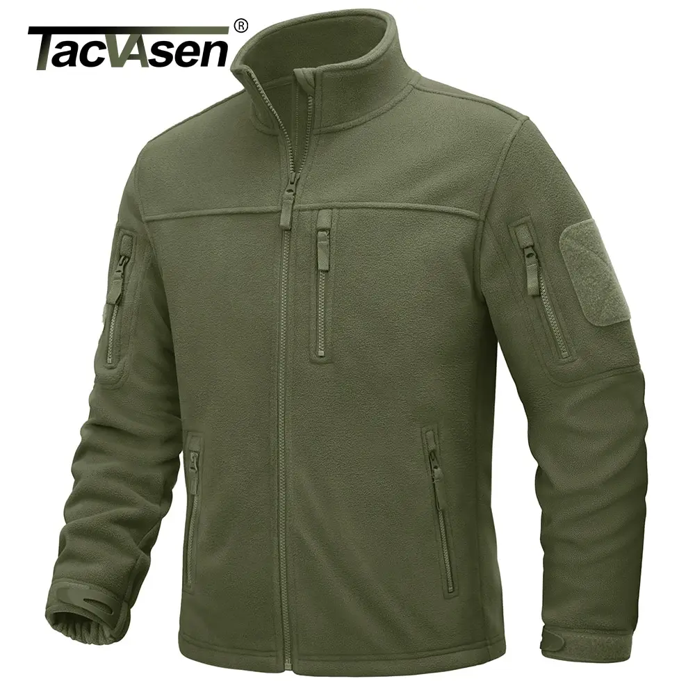 TACVASEN Men's Full Zip Hiking Jackets Outdoor Camping Fleece Jacket Coats with 