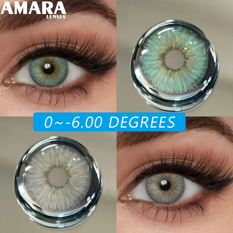 AMARA 0~-6.00 Degrees 1Pair Myopia Colored Contact Lenses for Eyes Color Lenses
