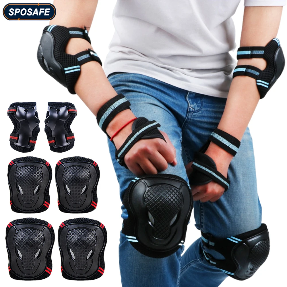 6Pcs/Set Teens & Adult Knee Pads Elbow Pads Wrist Guards Protective Gear Set for