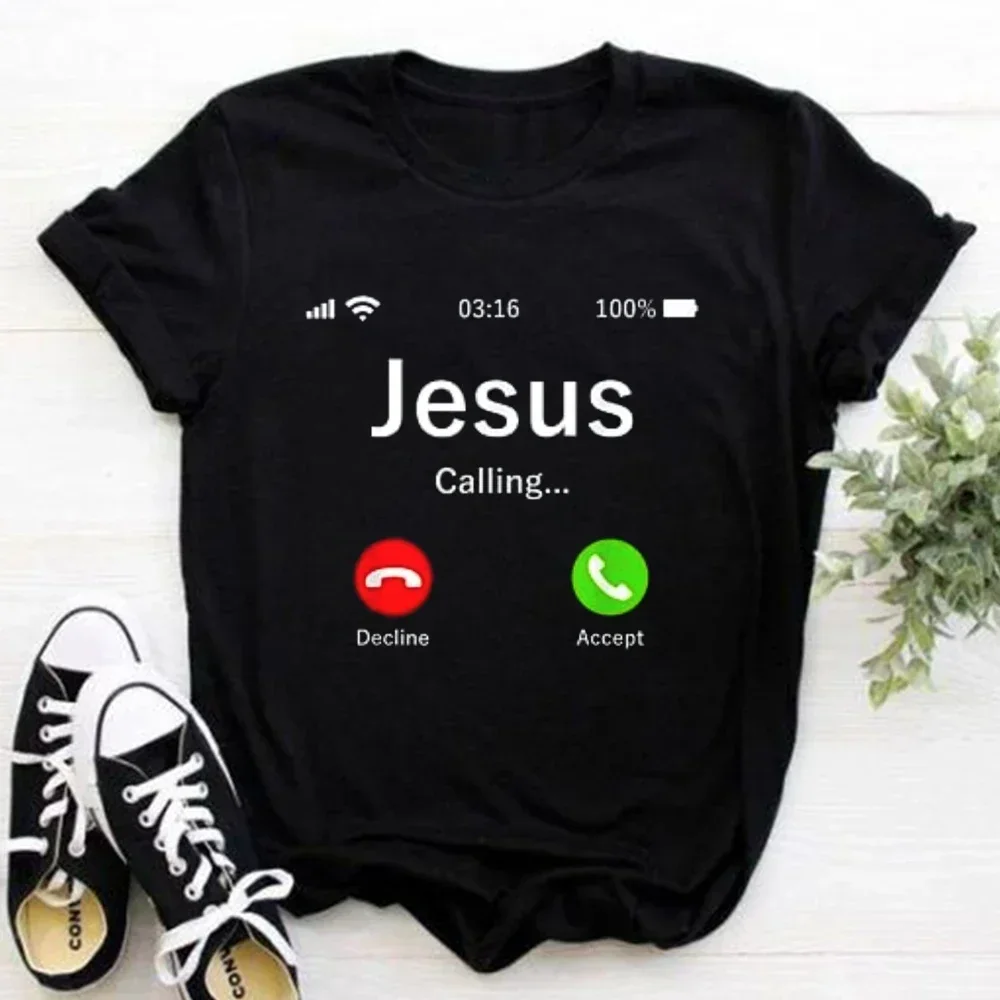 2023 Jesus Is King Letter Print Women T-shirt Christian Faith Hope Love Harajuku
