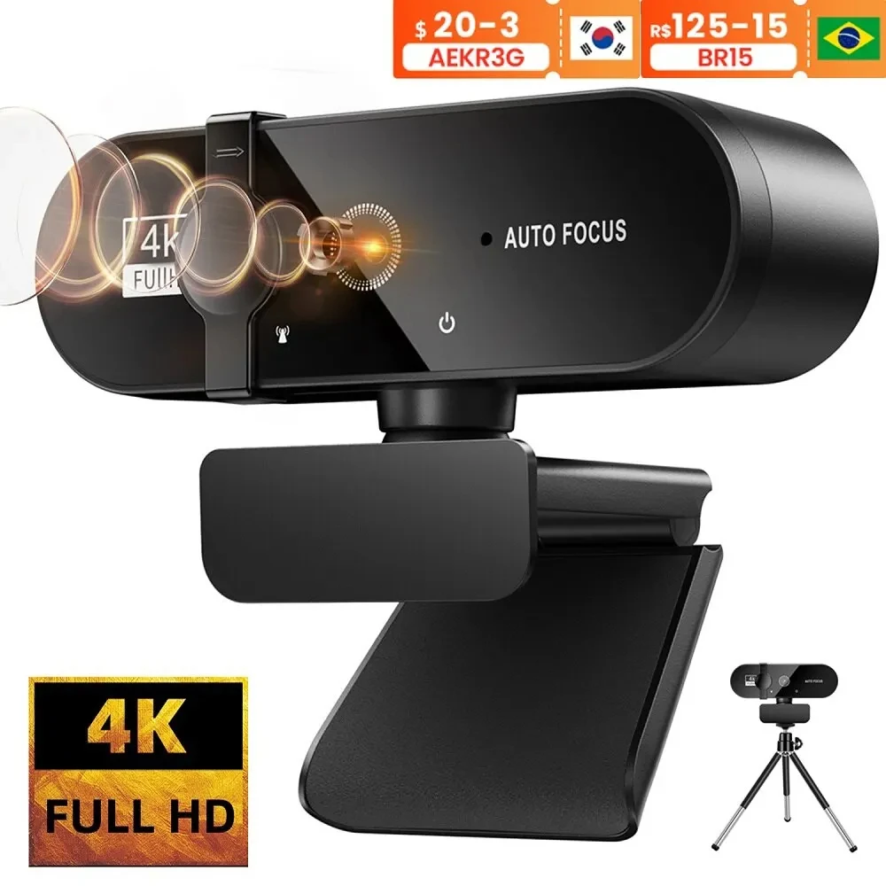 4K Webcam 1080P Mini Camera 2K Full HD Webcam with Microphone 30fps USB Web Cam 