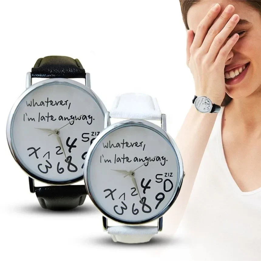 Wristwatch Women New Fashion Funny Women Men Analog Quartz Whatever,i''m Late An