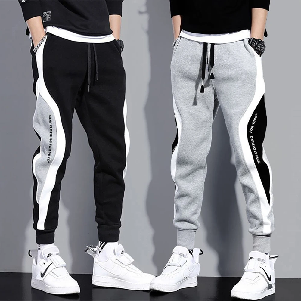 Men's Sports Pants Spring Autumn Male Loose Fitting Leggings Patchwork Running T