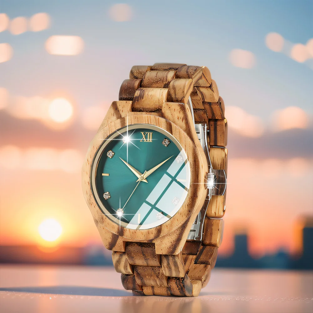 Fashionable Luxury Women's Watch, Retro Wooden Women's Quartz Wrist Watches, Woo
