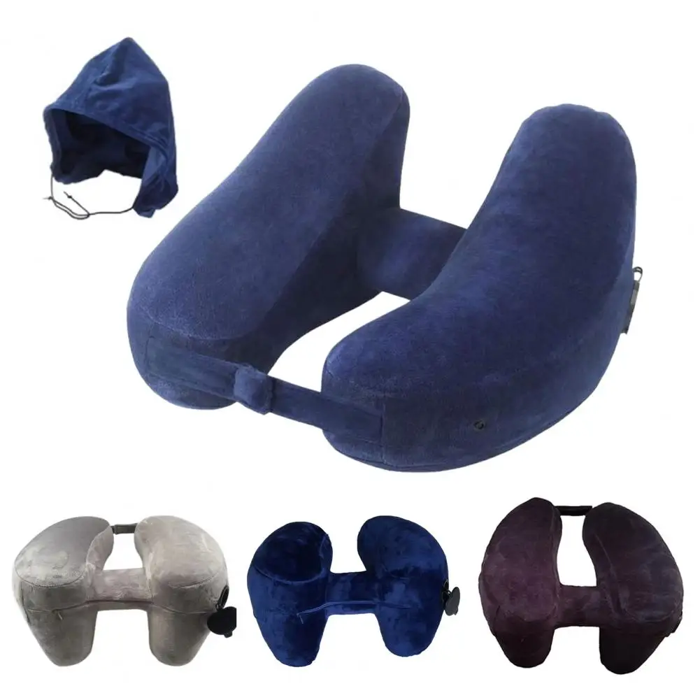Inflatable Neck Pillow With Patent Valve Phone Storage H-shaped Neck Protection 