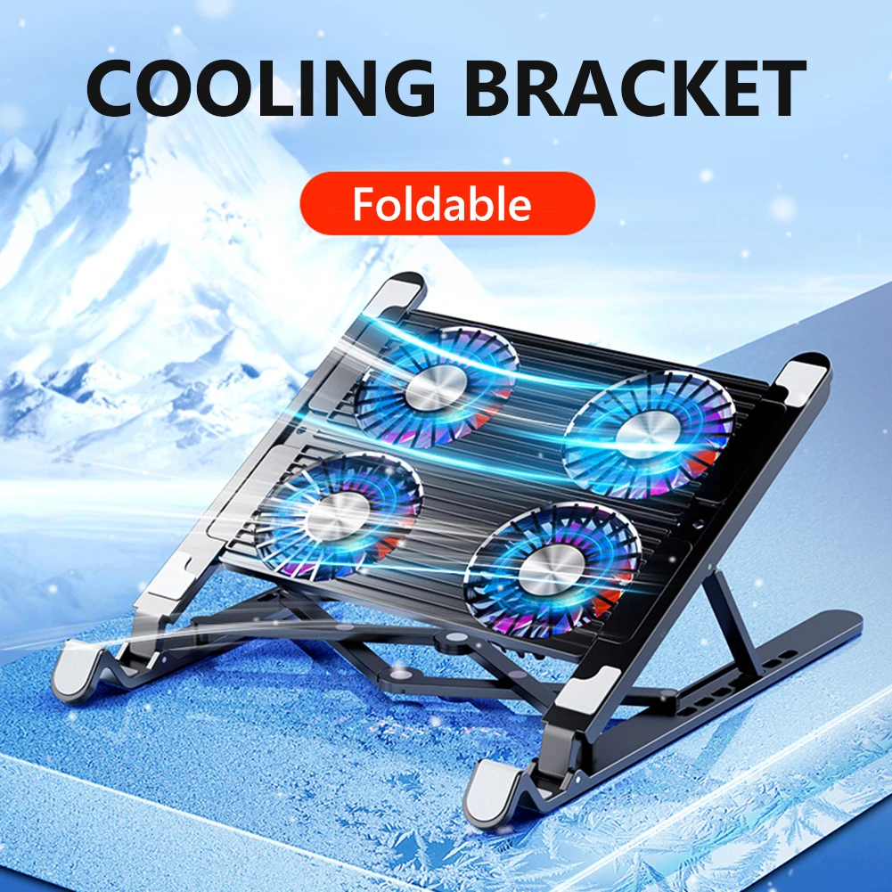 Laptop Cooling Fan with 2/4 Fans Silent Gaming Laptop Cooler Fan RGB 7 Height Po